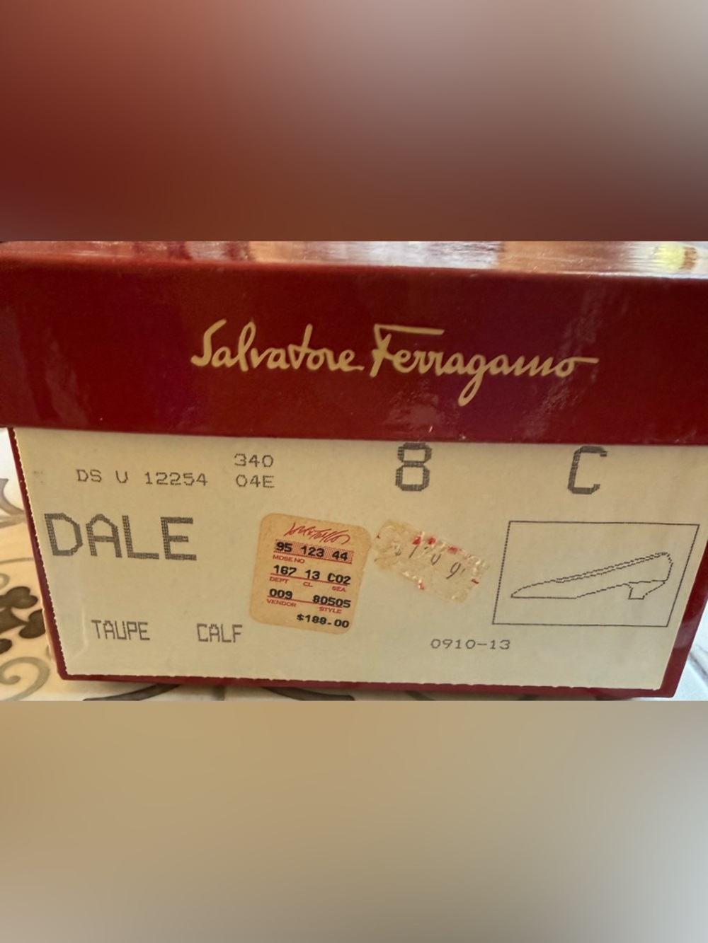 Vintage Salvatore Ferragamo Dale Metallic Taupe Leather Pointed-Toe Shoes - Picture 9 of 9